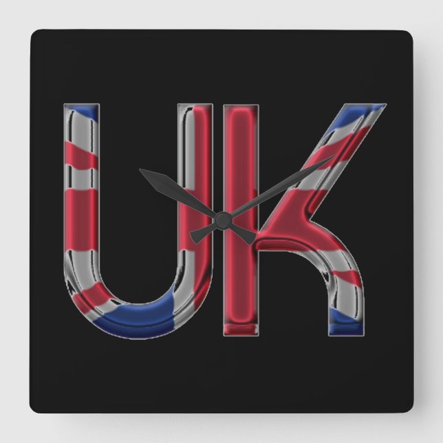 Das britische Britische Flaggentypografie-Elegant Quadratische Wanduhr (Vorderseite)