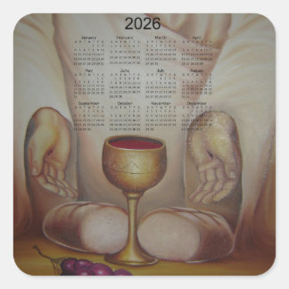 Das Brot des Lebens: Heilige Eucharistie 2026 Kale Quadratischer Aufkleber