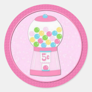 Das Bubblegum der Kinder rosa Maschinen-Aufkleber Runder Aufkleber