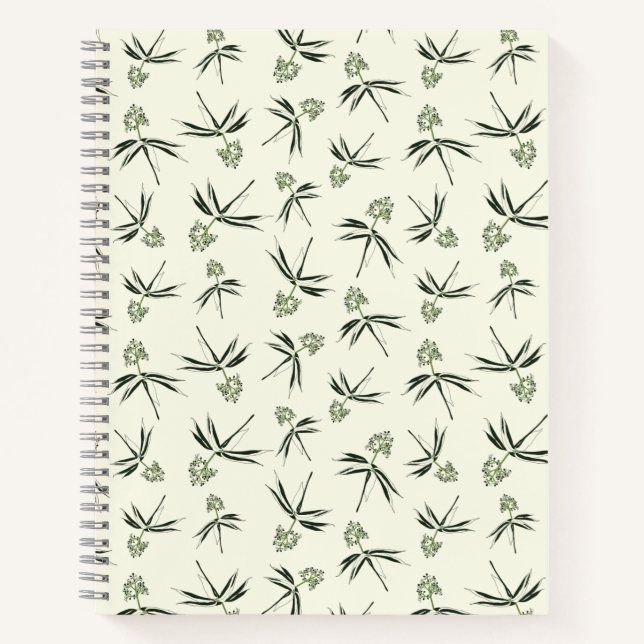 Das Budgen von grünen Branchen auf Creme - nahtlos Notizbuch (Vorderseite)