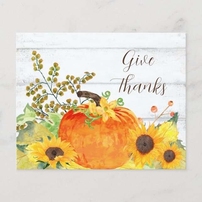 Das Budget dank Rustic Pumpkin Sunflowers Card (Vorderseite)