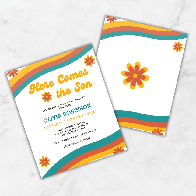 Das Budget für die Son Baby Dusche (Budget Here Comes the Son Retro Boy Baby Shower Invitation   )