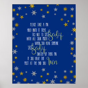 Das Button Game Little Star Baby Dusche Poster