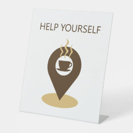 Das Café-Location-Icon hilft Ihnen, sich selbst zu Sockelschild
