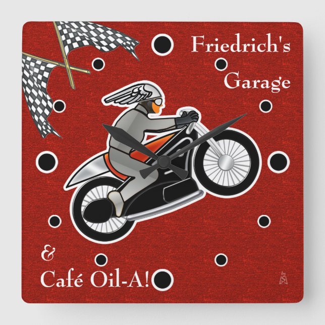 Das Café Racer (Personalisiert) - Sq. Quadratische Wanduhr (Vorderseite)