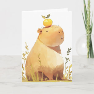Das Capybara, das Orange trug Karte