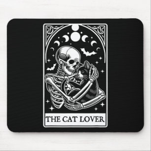 Das Cat Lover Tarot Card Skelett und Cat Tarot Ha Mousepad