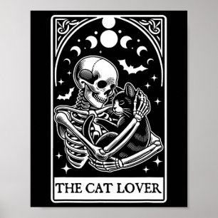 Das Cat Lover Tarot Card Skelett und Cat Tarot Ha Poster