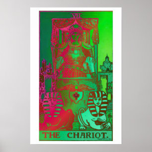 Das chariot-Tarot-Karten-psychedelische Plakat