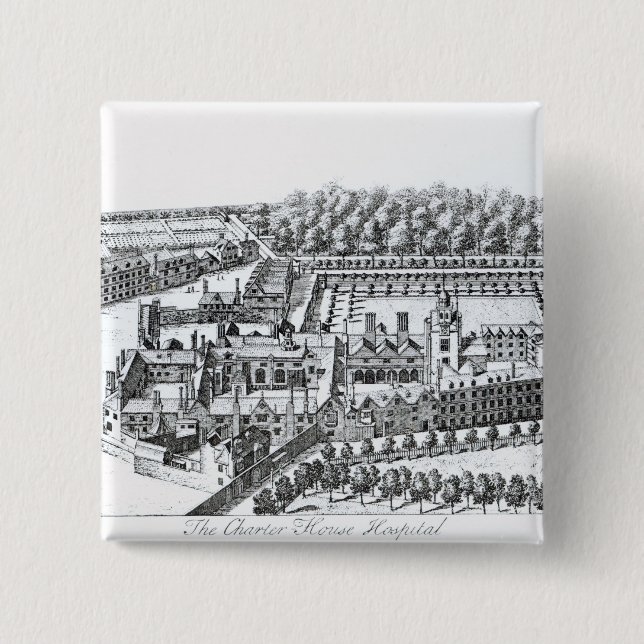 Das Charterhouse Krankenhaus, c.1720 Button (Vorderseite)