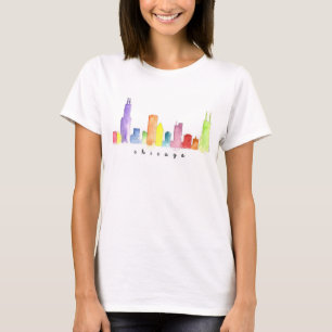 Das Chicagowatercolor-T - Shirt der Frauen weißer