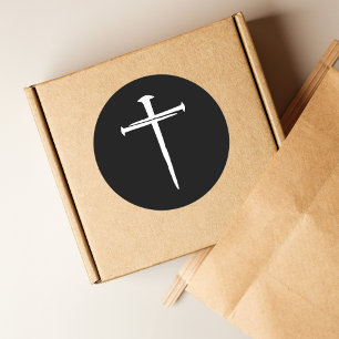 Das Christliche Weiße Kreuz der drei Nägel Runder Aufkleber