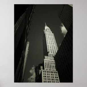 Das Chrysler-Gebäude, Schwarz und Weiß, klein Poster