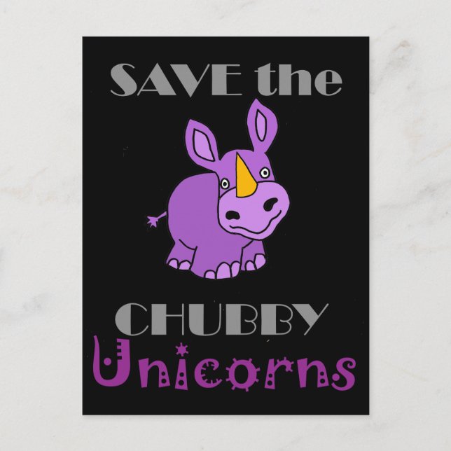 Das Chubby Unicorns Fun Artwork gerettet Postkarte (Vorderseite)