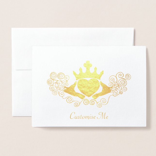 Das Claddagh (Golden) Folienkarte (Vorderseite mit Umschlag)