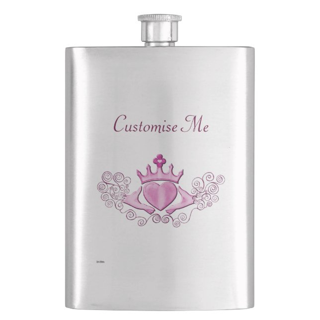 Das Claddagh (rosa) Flachmann (Vorderseite)