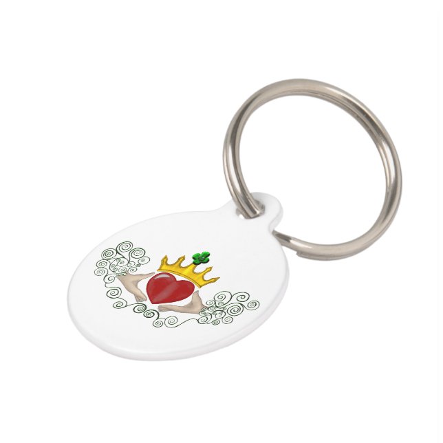 Das Claddagh (Vollfarbe) Haustiermarke (Seite)