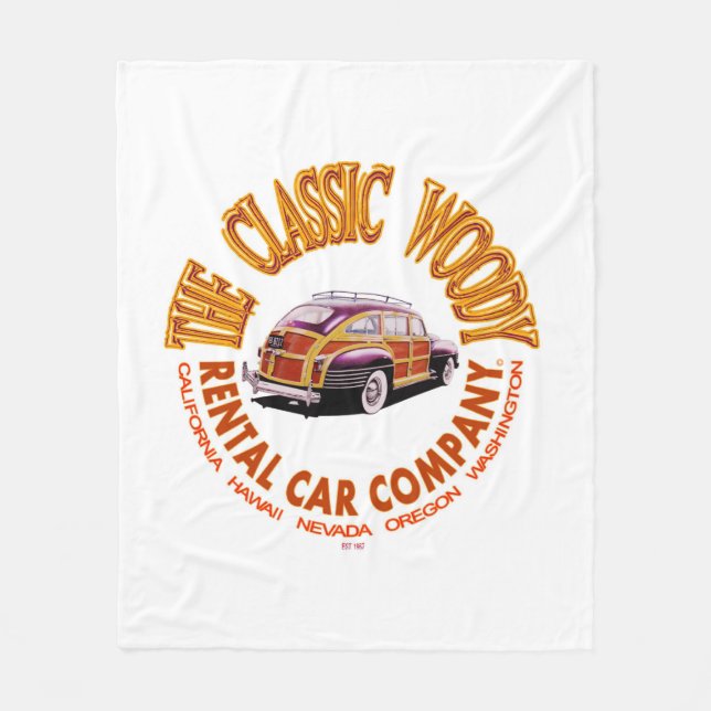 Das Classic Woody Mietwagen Co-Logo Ver 3.0 Fleecedecke (Vorderseite)