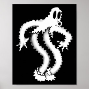Das Clown Ghost Shaky Spooky Blackwork Poster