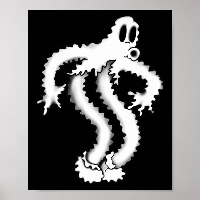 Das Clown Ghost Shaky Spooky Blackwork Poster (Vorne)