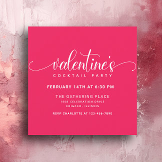 Das Cocktail-Party von Simple Hot Pink Valentine Einladung