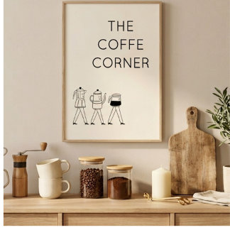 Das Coffee Corner Poster | Minimalistische Kaffeez