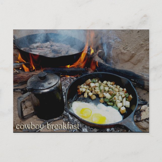 Das Cowboy-Frühstück brach im Sandwaschbecken ab Postkarte (Vorderseite)