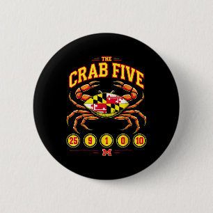 Das Crab Five Crab Flag Maryland Button