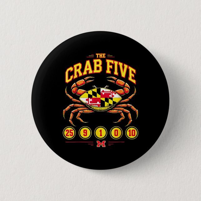 Das Crab Five Crab Flag Maryland Button (Vorderseite)