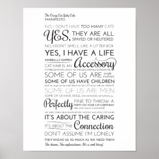 Das Crazy Cat Lady Café Manifesto Poster