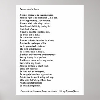 Das Credo des Unternehmers Poster