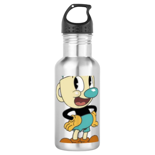 Das Cuphead-Logo "Text anzeigen" Edelstahlflasche (Vorderseite)