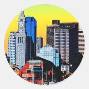 Das Custom House Boston USA Poster Runder Aufkleber