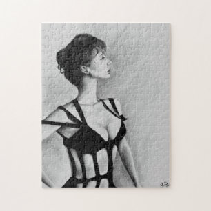 Das Dame Original Art Portrait Zeichnungs-Puzzle