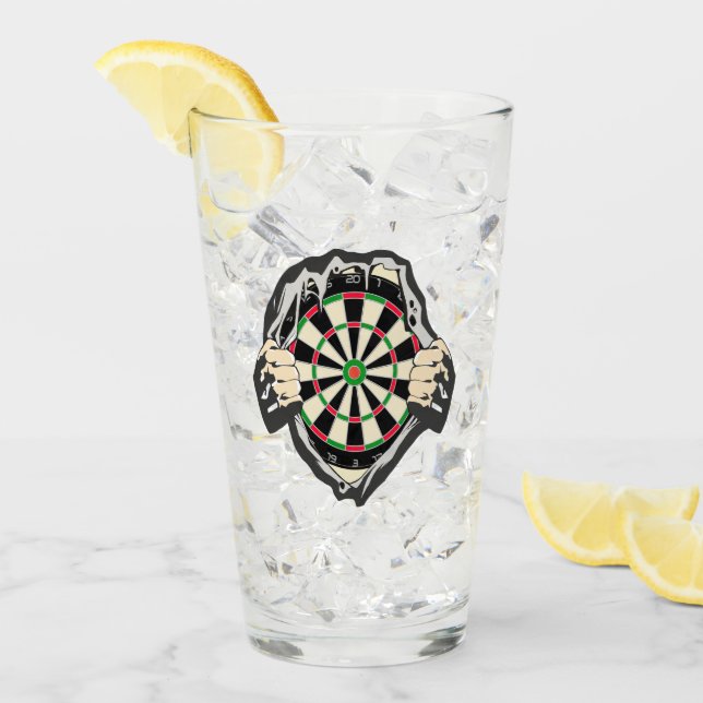 Das Dartboard auf Ihrer Brust Darts Fieber Glas (Vorderseite Ice)