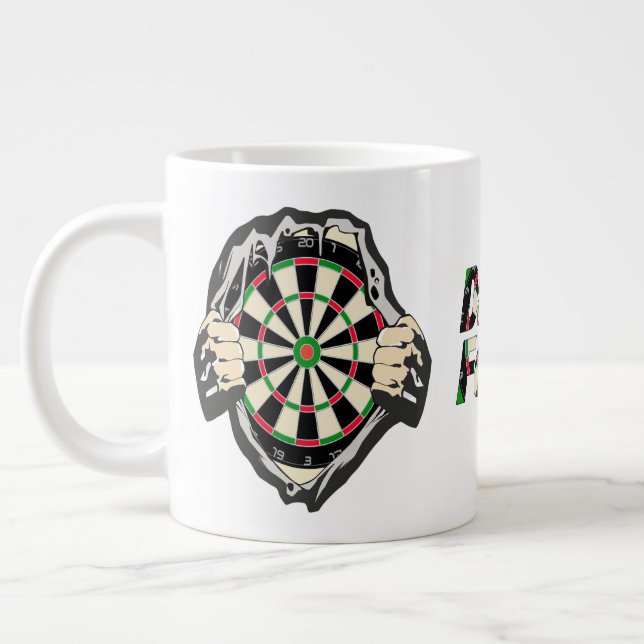 Das Dartboard auf Ihrer Brust Darts Fieber Jumbo-Tasse (Links)