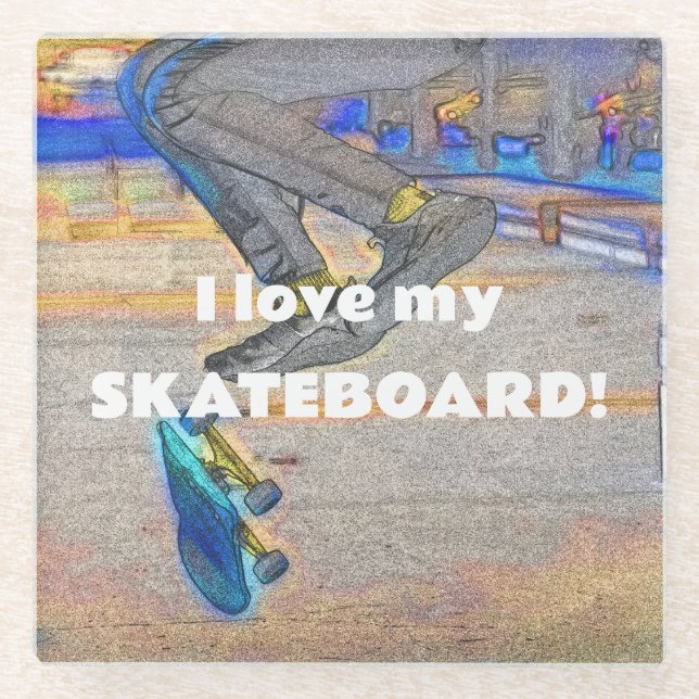 Das Deck drehen - Skateboard-Trick Glasuntersetzer (Vorderseite)