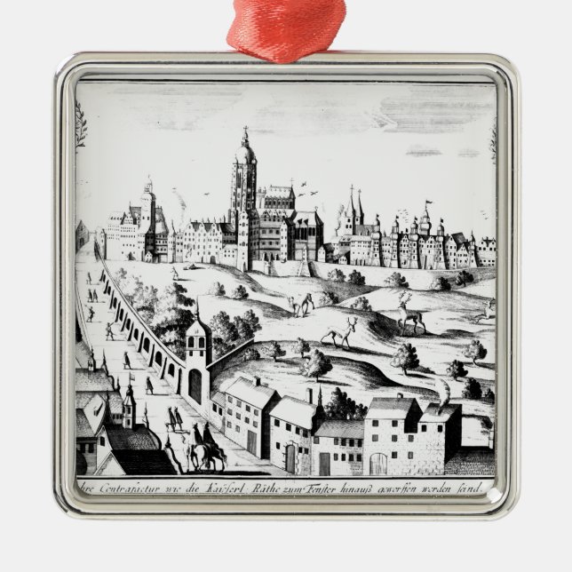 Das Defenestration von Prag, am 3. August 1618 Silbernes Ornament (Vorne)