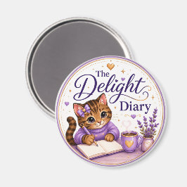 Das Delight Diary Niedliche Katze Lila Gold Magnet