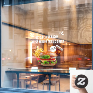Das Deluxe Burger Fries Drink Restaurant Med Fensteraufkleber