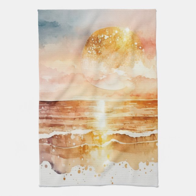 Das Design der Aquarell Beach Serie 1 Geschirrtuch (Vertikal)