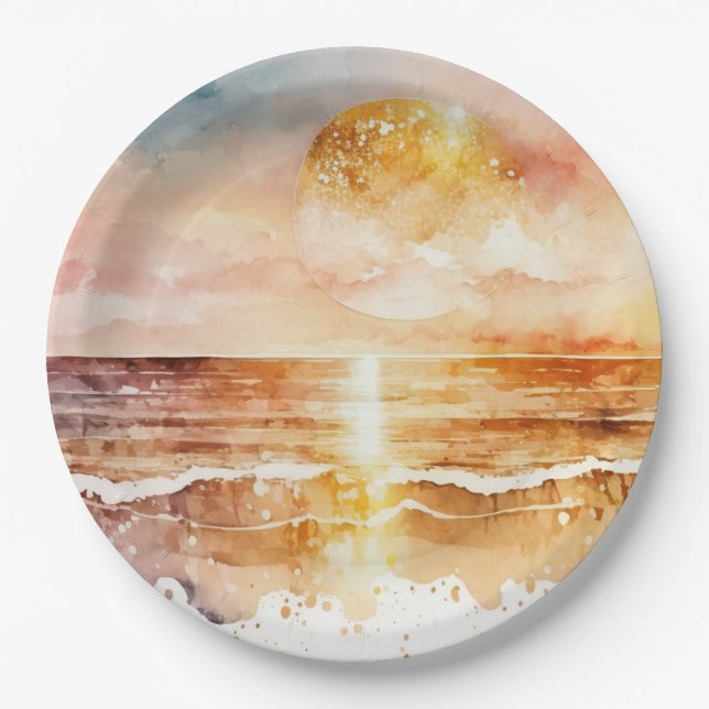 Das Design der Aquarell Beach Serie 1 Pappteller (Vorderseite)