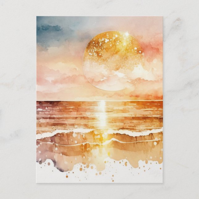 Das Design der Aquarell Beach Serie 1 Postkarte (Vorderseite)