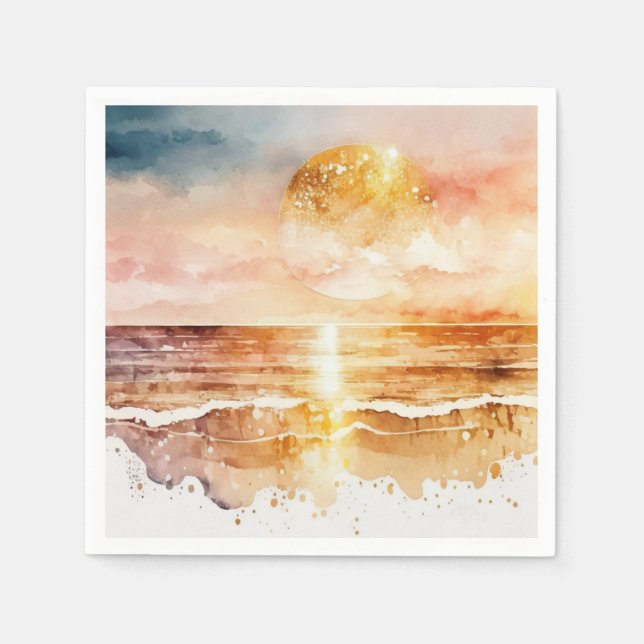 Das Design der Aquarell Beach Serie 1 Serviette (Vorderseite)