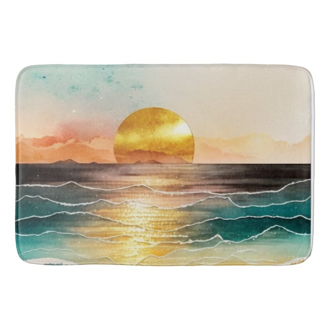 Das Design der Aquarell Beach Serie 3 Badematte (Vorderseite)