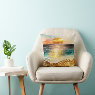 Das Design der Aquarell Beach Serie 3 Kissen
