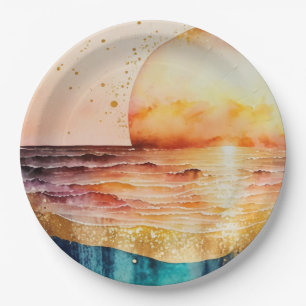 Das Design der Aquarell Beach Serie 3 Pappteller