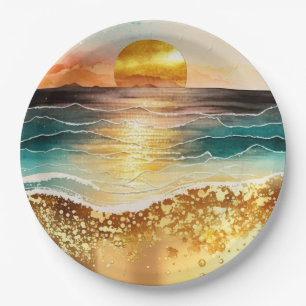 Das Design der Aquarell Beach Serie 3 Pappteller