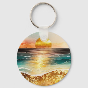 Das Design der Aquarell Beach Serie 3 Schlüsselanhänger
