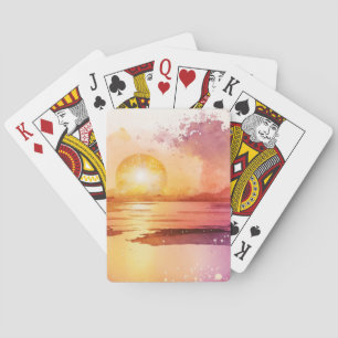 Das Design der Aquarell Beach Serie 3 Spielkarten
